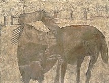 Miteinander, 2003, 61 x 79,5, Mischtechnik auf Papier, l, Strukturpaste, 1 600 Euro