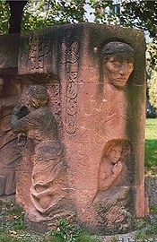 Berlin-Mitte, Rosenstraße, Frauenprotest in der Rosenstraße, 4 Blöcke und 2 Figurengruppen, 1995, Rochlitzer Porphyr, Details